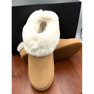 Sorel‎ Go Coffee Run Slippers Tawny Buff/Natural Suede Shearling Lined Womens 9